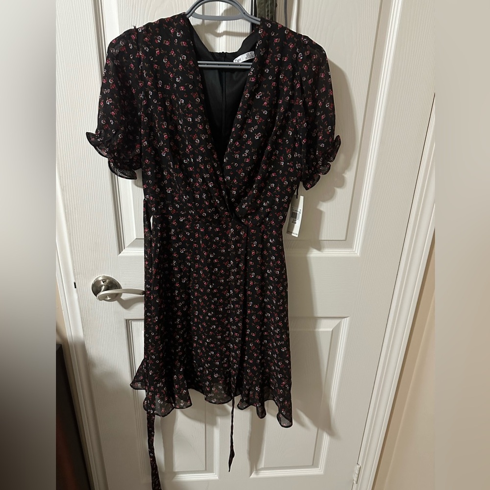 Black Floral Wraparound Dress | Size: XS | NWT